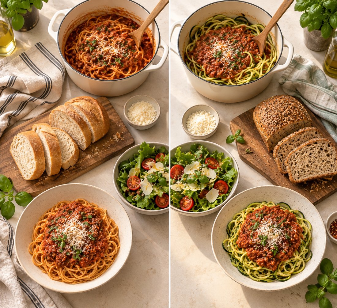 Same meal, two versions — regular and gluten-free side by side